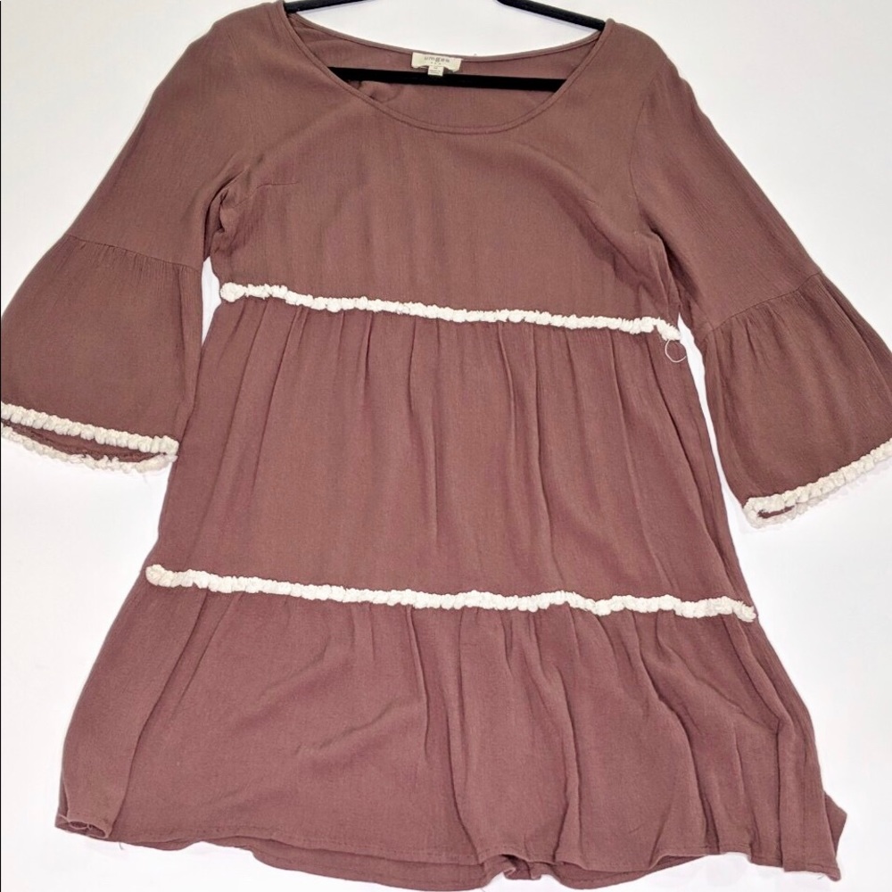 Umgee Bell Sleeve Cotton Blend Dress Medium